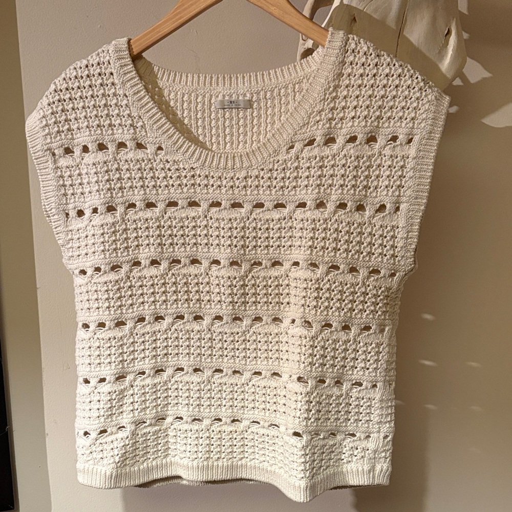 Cream Knit Sleeveless Sweater